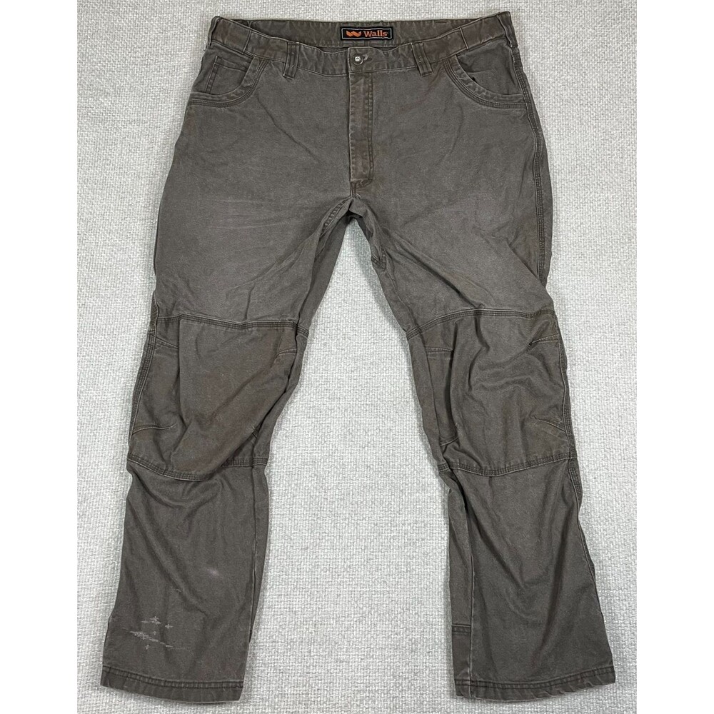 Walls Ditch Digger Work Pants Men's 42x32 Brown Double Knee Stretch Duck Canvas